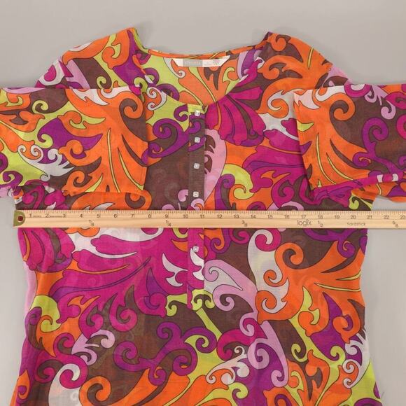 Athleta Dress Medium Multi Tunic Cover Up Mod Psychedelic Leaves Resort - Picture 10 of 14